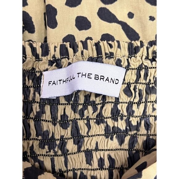 Faithful The Brand Women's Tiered Animal Print Dress Puff S/S Size 4 Smock Tie - Picture 2 of 16
